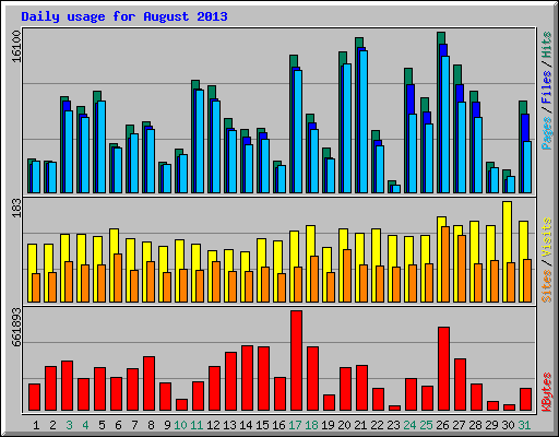 Daily usage for August 2013