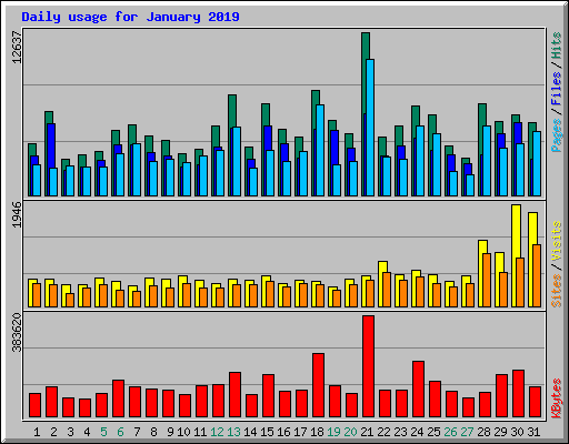 Daily usage for January 2019