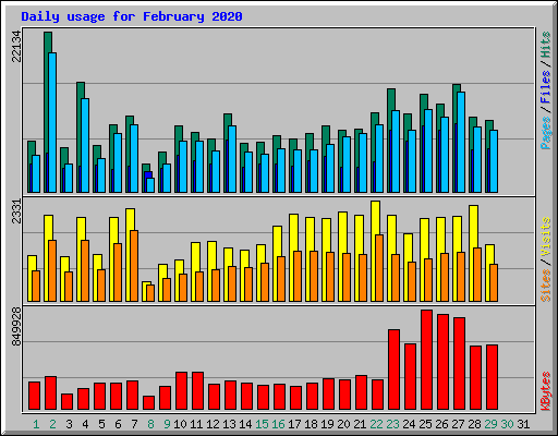 Daily usage for February 2020