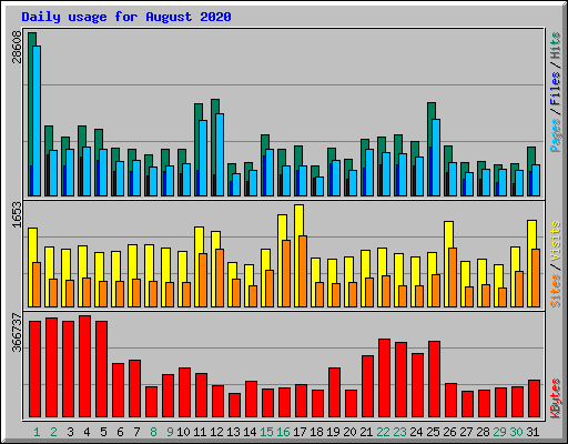 Daily usage for August 2020