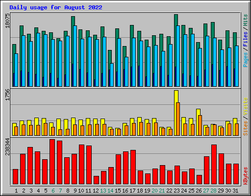 Daily usage for August 2022