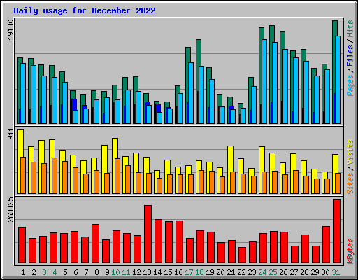 Daily usage for December 2022