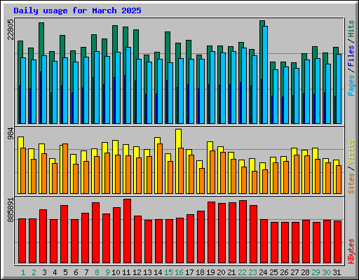 Daily usage for March 2025