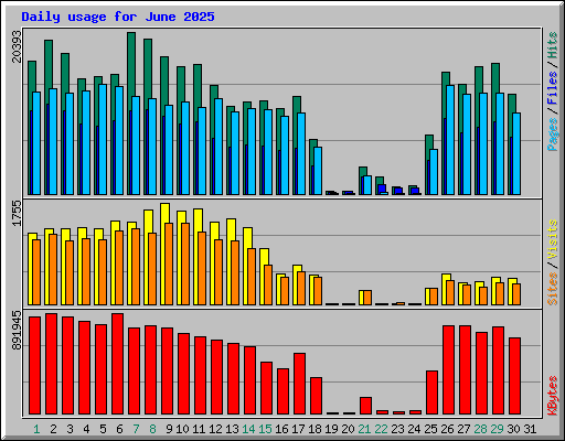Daily usage for June 2025