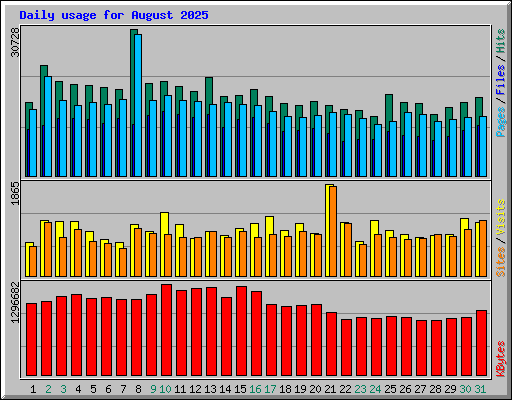 Daily usage for August 2025